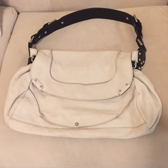 Black and white leather shoulder bag - Picture 1 of 4